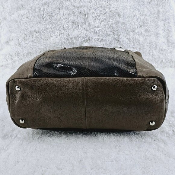 B MAKOWSKY Brown Pebble Leather and Snakeskin Embossed Leather Shoulder Bag - Picture 9 of 16